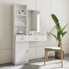 Holaki Barber Salon Station Wall Mount Hair Styling Salon Equipment Set Beauty Spa Furniture Set,Barber Table,Floating Vanity Makeup Table with Two Drawers,a Cabinet & Multi-Layer Storage(White) view 2