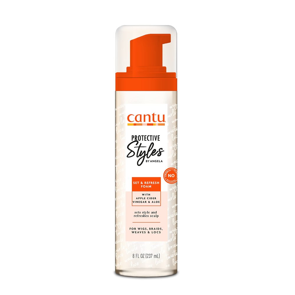 Cantu Protective Styles by Angela Set & Refresh Foam with Apple Cider Vinegar & Aloe, 8 Ounce