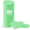 100-Count Compressed Facial Sponges for Estheticians Heart Shape Natural Cellulose Sponge Professional Cosmetic Spa Sponges for Face Cleansing, Massage, Pore Exfoliating, Mask, Makeup Removal, Green view 1