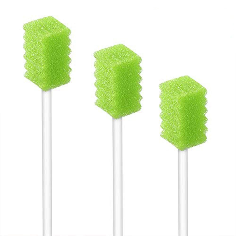 (100PCS) Disposable Mouth Swabs Sponge - Unflavored & Sterile Oral Swabs Dental Swabsticks for Mouth Cleaning (Green)