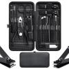 Cater Manicure Nail Clippers Pedicure Set - Stainless Steel Manicure, Professional Grooming Kit, Nail Care Tools with Luxurious Travel Case (18pcs-Black) view 1