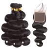 10A Brazilian Body Wave Bundles with Closure Human Hair (22 24 26+20) 3 Bundles with Closure HD Lace 4x4 Free Part 100% Unprocessed Virgin Remy Weave Hair Human Hair Bundles with Closure view 2
