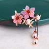 LIBERGA Wooden Hair Stick Pink Flower Hair Chopsticks for Women Hair Accessories,Faux Pearl Tassel Chopsticks Hairpin for Long Hair view 4