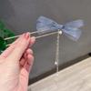 LIBERGA 2 Pieces U Shape Hair Sticks for Long Hair,Tassel Pearl Pendant Bow Hair Chopsticks Clips,Women's Hair Accessory Hairpin for Buns,Blue view 1
