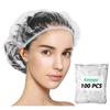 Keeygo Disposable Shower Caps 100 PCS Bath Caps Clear Waterproof Plastic Wraps for Women, Hotel Travel Essentials Accessories Hair Caps(20.5") view 1
