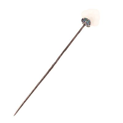 LIBERGA Silver Plated Hair Stick Faux Jade Hair Chopsticks for Women Hair Accessories,Chinese Style Vintage Metal Chopsticks Hairpin for Buns
