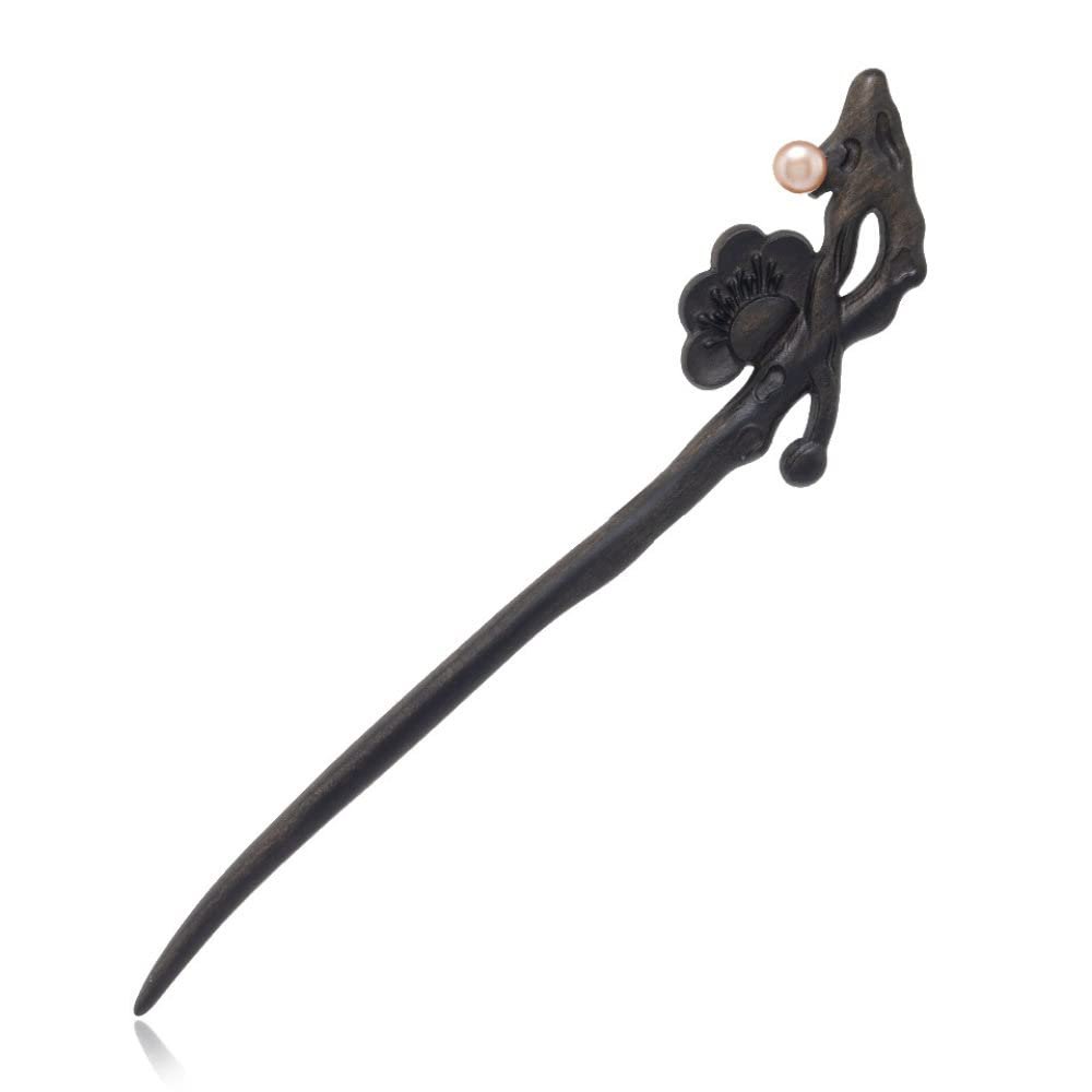 LIBERGA Elegant Hair Stick for Long Hair,Handmade Carved Wooden Hair Chopsticks Pearl Hair Accessory Hairpin for Women