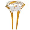 LIBERGA U Shape Hair Fork Clips for Women,Pearl Flower Hair Stick Barrettes Acrylic Double Tooth Hair Accessory Hair Pin for Buns,Gold view 1
