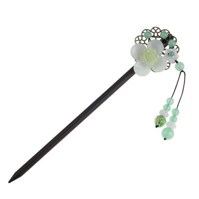 LIBERGA Wooden Hair Stick Faux Crystal Beaded Hair Chopsticks for Women Hair Accessories,Vintage Flower Chopsticks Hairpin for Long Hair