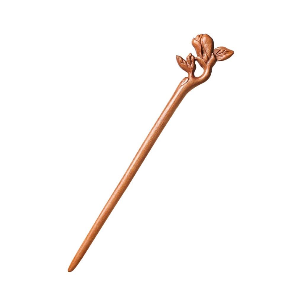 LIBERGA Wooden Hair Stick for Long Hair,Handmade Carved Hair Chopsticks Clips,Flower Shape Hair Accessory Hairpin for Buns