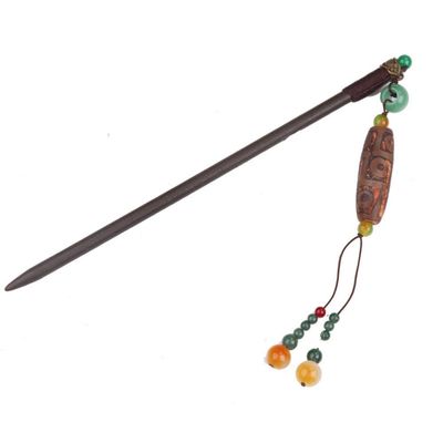 LIBERGA Wooden Hair Stick Faux Crystal Beads Hair Chopsticks for Women Hair Accessories,Vintage Beaded Tassel Chopsticks Hairpin for Long Hair