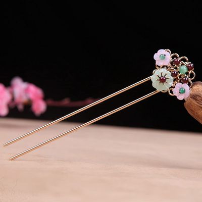 LIBERGA U Shape Hair Fork Hair Stick Bead Flower Hair Chopsticks for Women Hair Accessories,Chinese Style Vintage Chopsticks Hairpin for Long Hair