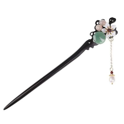 LIBERGA Wooden Hair Stick with Gift Box,Handmade Carved Hair Chopsticks for Women Hair Accessories,Pearl Tassel Chain Chopsticks Hairpin for Buns