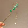 LIBERGA Chinese Hair Sticks for Buns,2 Pack,Strawberry Pearl Tassel Hair Chopsticks Clips Cute Hair Accessory Hairpin for Girl,Green view 1