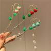 LIBERGA Chinese Hair Sticks for Buns,2 Pack,Strawberry Pearl Tassel Hair Chopsticks Clips Cute Hair Accessory Hairpin for Girl,Green view 2