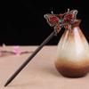 LIBERGA Wooden Hair Stick Red Beaded Butterfly Hair Chopsticks for Women Hair Accessories,Faux Crystal Beads Chopsticks Hairpin for Long Hair view 1