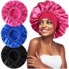 3PCS Extra Large Satin Bonnets for Sleeping, Hair Bonnets for Black Women Braids Curly Hair, G view 1