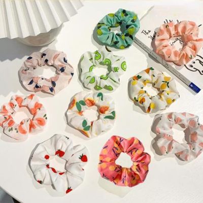 10 Pcs/Set Women Hair Band Colorful Polka Dot Fruit Pattern Hair Band for Girls Ponytail Holder Rubber Bands Hair Ties Hair Accessories (Colourful 4)