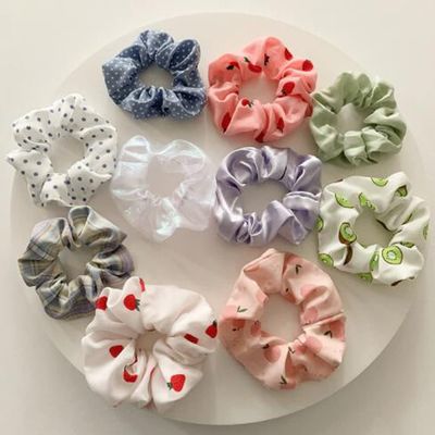 10 Pcs/Set Women Hair Band Colorful Polka Dot Fruit Pattern Hair Band for Girls Ponytail Holder Rubber Bands Hair Ties Hair Accessories (Colourful 6)