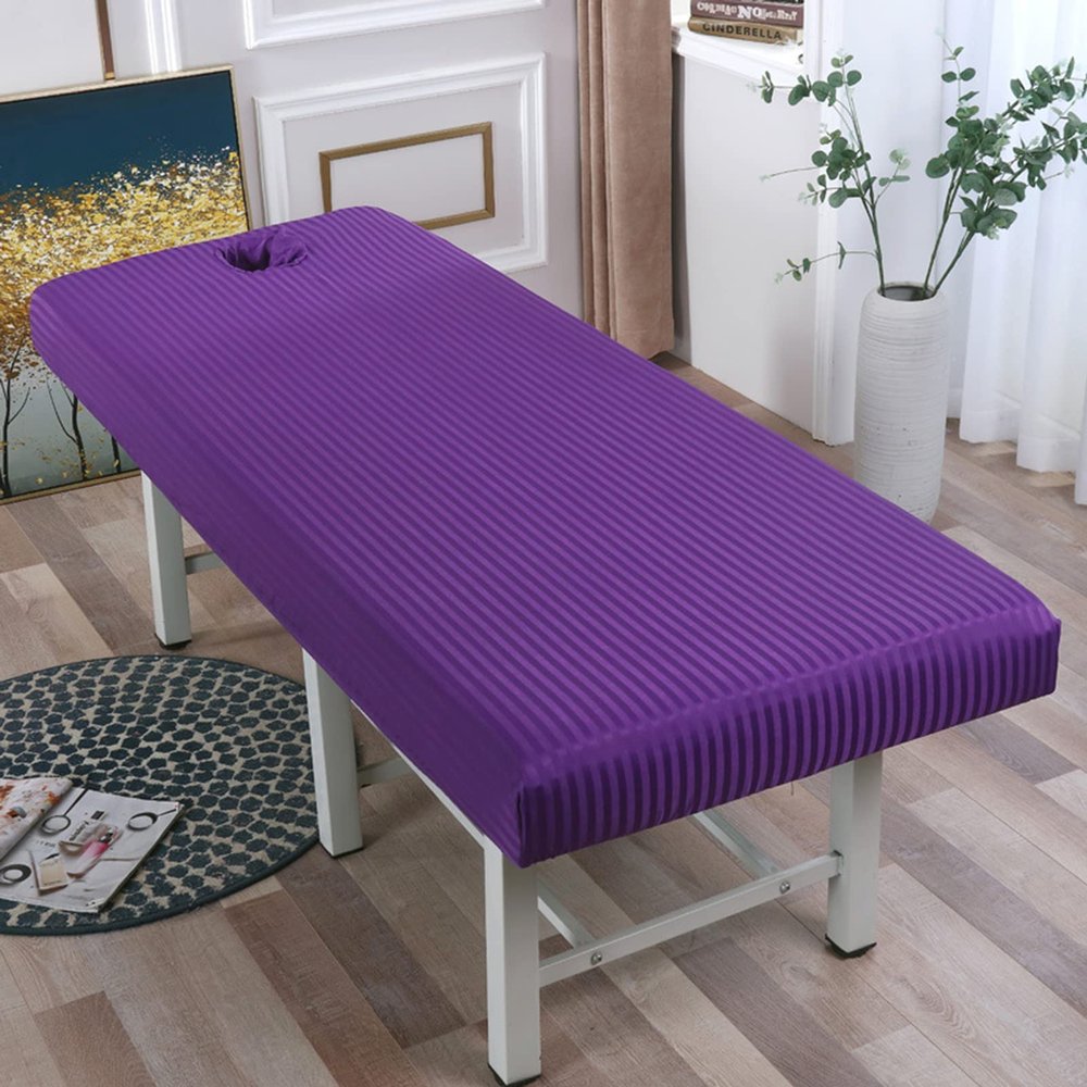 oiakus Beauty Bed Sheet, Massage Table Cover with Face Rest Hole, All-Inclusive Elastic Band Bed Sheet Massage Bed Cover, Non-Slip, Easy to Wash, for Spa Beauty Salon Home