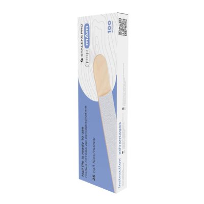 STALEKS PRO Expert 20 PapmAm Disposable White Nail Files (100 Grit, 25 Pcs) Glueless Soft Foam Abrasive Covers for Artificial Nail Shaping
