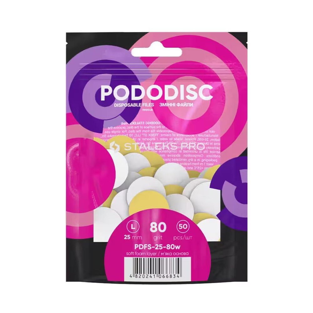 STALEKS PRO Expert Disposable Abrasives Compatible Only with PODODISC L Expert 80 Grit 50 Pcs Abrasive Files for Heavy Callus Removal on Pedicure Discs