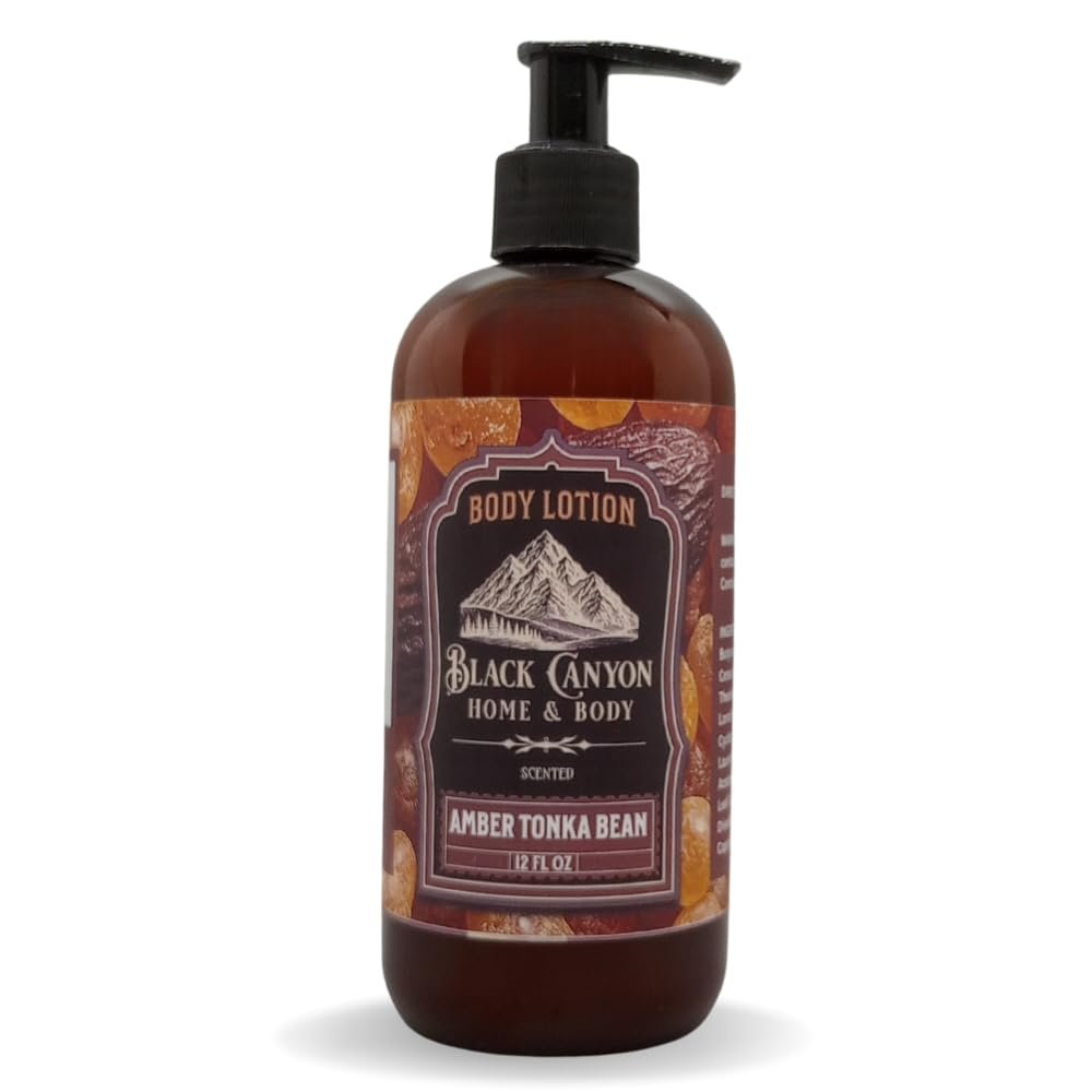 Black Canyon Amber Tonka Bean Scented Body Lotion with Lanolin and Jojoba Oil, 12 Oz