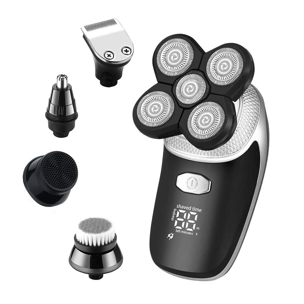 Electric Razor for Men, 5in1 Wet/Dry Shaving Machine Professional Shaver Rechargeable Electric Razor for Men Hair/Nose/Beard/ face Grooming kit