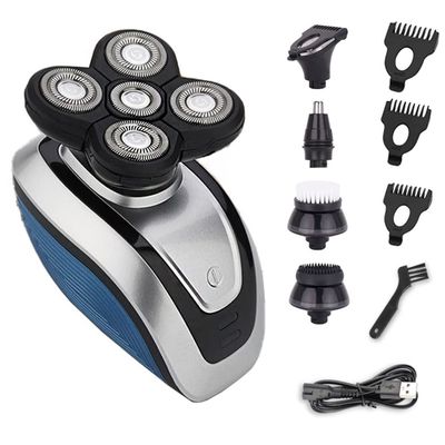 Electric Razor for Men, 5 in 1 Men's Electric Shaver 4D Waterproof Shaver USB Rechargeable Bald Rotate Portable Hair Trimmer Five Heads