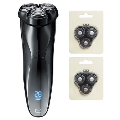 Electric Razor for Men, Rechargeable IPX7 Waterproof Electric Shaver Wet and Dry Men's Rotary Shavers Electric Shaving Razors with Pop-up Trimmer (Color : Add 2 Razor Head)