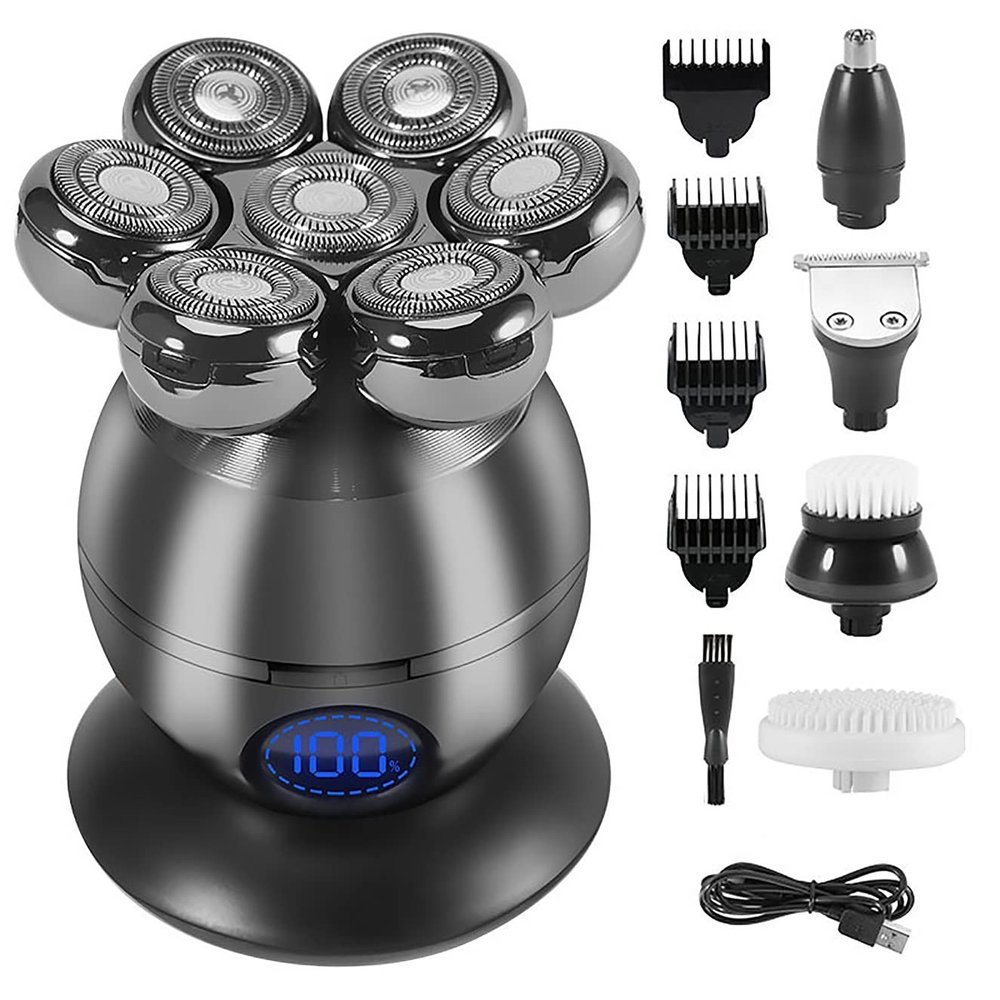 Electric Razor for Men, 5 in 1 Men Grooming Kit Wet Dry Electric Shaver Beard Hair Trimmer Electric Razor Rechargeable Bald Head Shaving Machine LCD Display