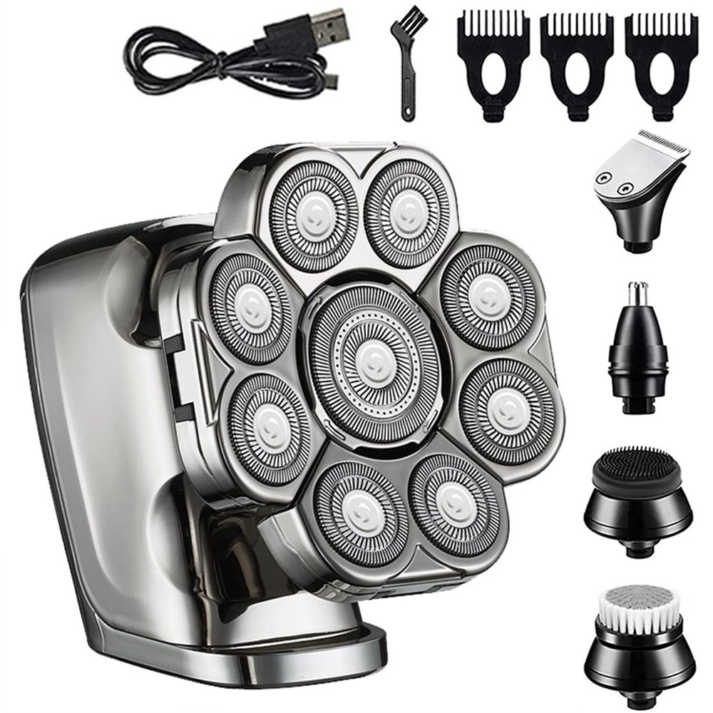 Electric Razor for Men, 9D Shaver for Bald Men 6-in-1 with Nose/Body Trimmer Floating Head Electric Shaver Wet/Dry LED Display Mens Grooming Kit
