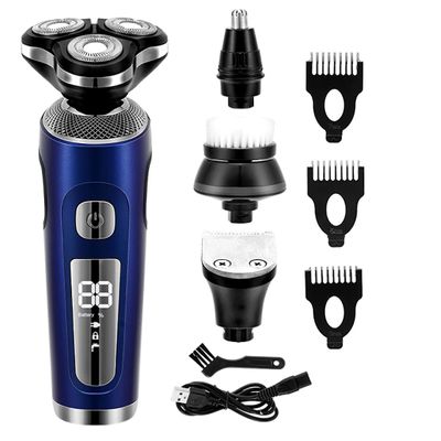 Electric Razor for Men, 4 in 1 Electric Shaver 3D Floating Cutters USB Fast Charge Shaving Razor Machine for Men Blades Portable Beard Trimmer Clipper (Color : OneColor)