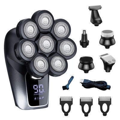 Electric Razor for Men, 8D Face Head Electric Shavers For Bald Men Electric Bald Head Shaver With Nose Hair Trimmer Waterproof Rotary Shave