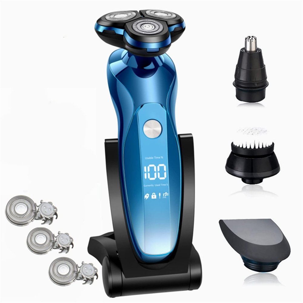 Electric Razor for Men, Electric Shaver Rotary Shaver Electric Razor Beard Trimmer Rechargeable Shaving Machine for Men Wet-Dry Dual Use Waterproof