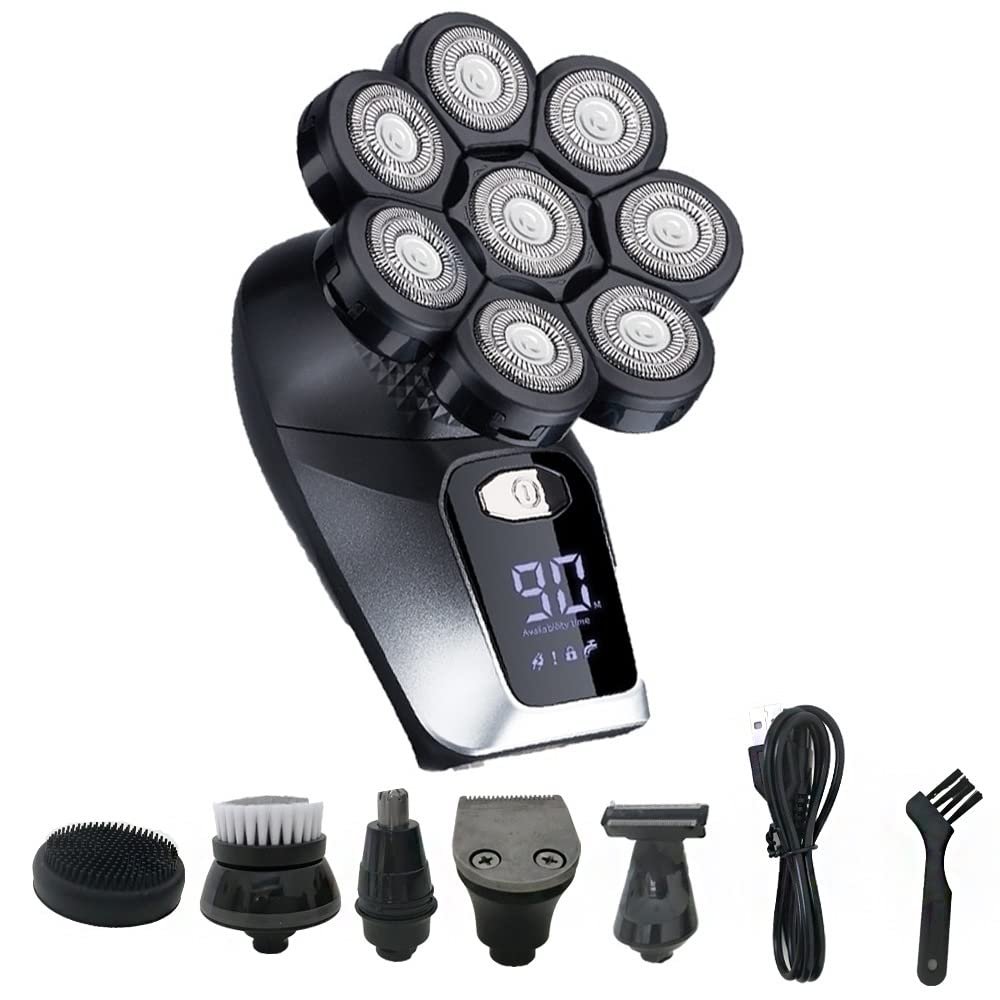 Electric Razor for Men, Multifunctional 8D Bald Head Shaver 6 in 1 Electric Razor Head Shavers for Bald Men LED Display Electric Shavers