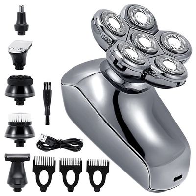 Electric Razor for Men, 6in1 Electric Razor Electric Shaver USB Rechargeable Shaving Machine for Men Beard Razor Wet-Dry Dual Use Water Proof Fast Charging