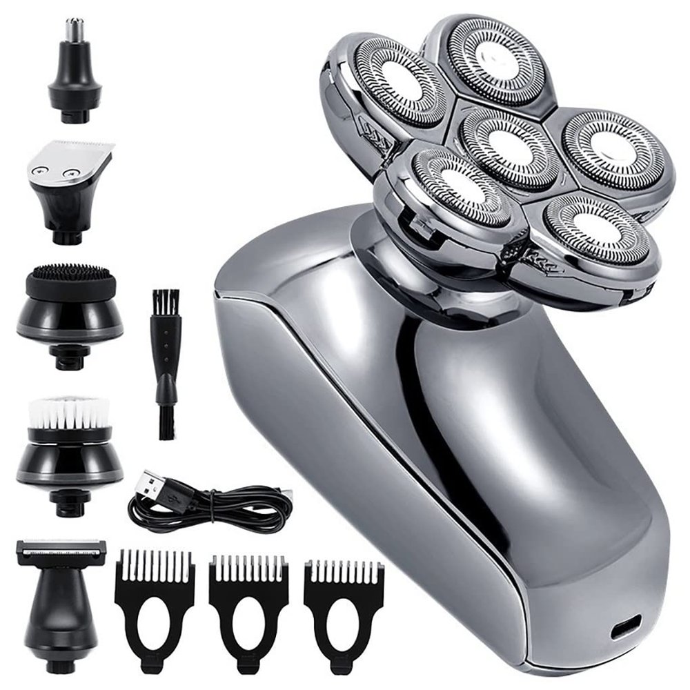 Electric Razor for Men, 6in1 Electric Razor Electric Shaver USB Rechargeable Shaving Machine for Men Beard Razor Wet-Dry Dual Use Water Proof Fast Charging