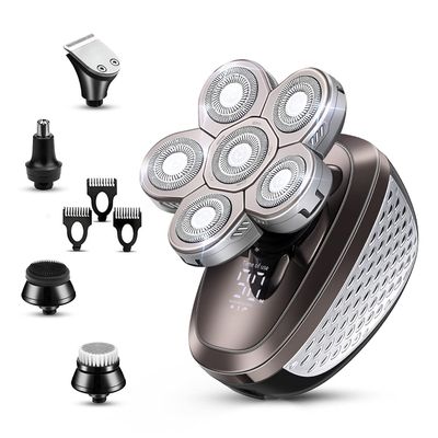 Electric Razor for Men, 5 in 1 Men's Electric Shaver Kit Touch Sensing 6 Heads LCD Waterproof Rechargeable Razor Beard Trimmer Bald Shaver Body Razor