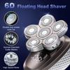 Electric Razor for Men, 5 in 1 Men's Electric Shaver Kit Touch Sensing 6 Heads LCD Waterproof Rechargeable Razor Beard Trimmer Bald Shaver Body Razor view 2