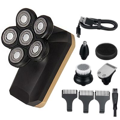 Electric Razor for Men, 6 in 1 Rechargeable Electric Shaver LCD Display 6 Floating Heads Bald Wet And Dry Electric Shaver Razor Grooming Kit for Men