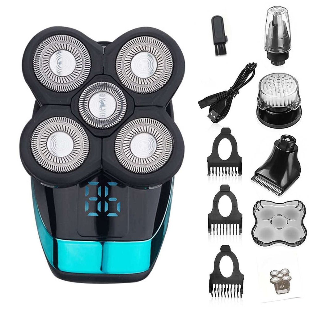 Electric Razor for Men, Wet Dry Electric Shaver for Men Beard Hair Trimmer Electric Razor Rechargeable Bald Shaving Machine LCD Display Grooming Kit