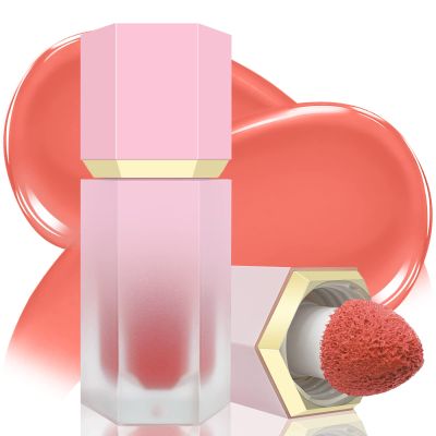 BEFIVECOK Liquid Blush for Cheeks, Soft Cream Blush with Cushion Applicator, Dewy Finish Matte Velvet Texture, High-Pigmented Blendable, Long-Wearing Rubor Makeup | #04 EBULLIENT-Cool Pink