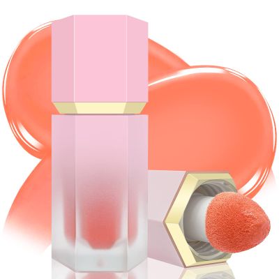 BEFIVECOK Liquid Blush for Cheeks, Soft Cream Blush with Cushion Applicator, Dewy Finish Matte Velvet Texture, High-Pigmented Blendable, Long-Wearing Rubor Makeup | #06 CHEERY-Peachy Pink