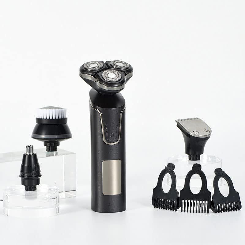 Electric Razor for Men, Multi-Function Electric Shaver Three-Blade Digital Display Electric Razor Interchangeable Head Whole Body Washing Razor Trimmer