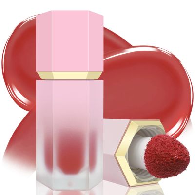 BEFIVECOK Liquid Blush for Cheeks, Soft Cream Blush with Cushion Applicator, Dewy Finish Matte Velvet Texture, High-Pigmented Blendable, Long-Wearing Rubor Makeup | #01 SEDUCTIVE-Bright Red