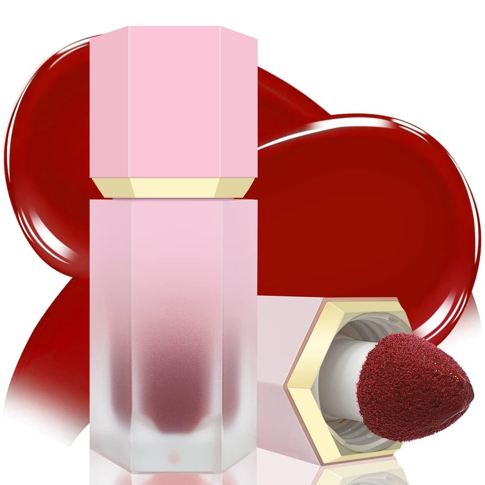 BEFIVECOK Liquid Blush for Cheeks, Soft Cream Blush with Cushion Applicator, Dewy Finish Matte Velvet Texture, High-Pigmented Blendable, Long-Wearing Rubor Makeup | #08 ARDOUR-Chili Red