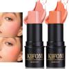 LSxia 2 Pcs Cream Blush Stick Makeup Kit, Natural Shimmer & Matte Wand for Cheeks, Lightweight Blendable Silky Cream Makeup - #02 Soft Pink #03 Coral Orange view 1