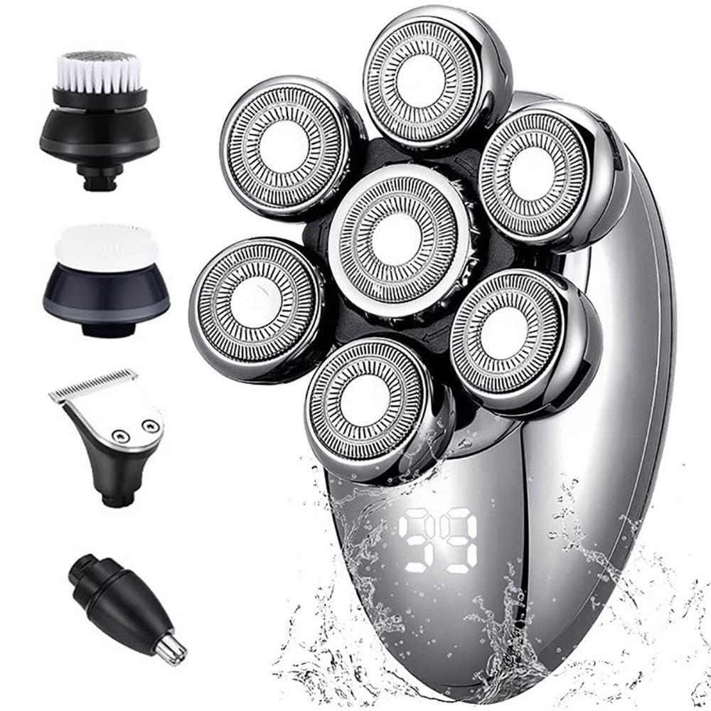 Electric Razor for Men, Electric Shavers for Men 7D Floating Rotary Razor Cordless USB Rechargeable Multifunctional Grooming Kit with LED Display