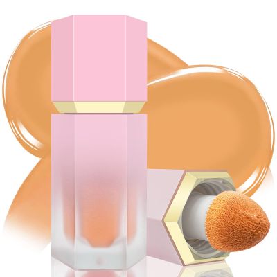 BEFIVECOK Liquid Blush for Cheeks, Soft Cream Blush with Cushion Applicator, Dewy Finish Matte Velvet Texture, High-Pigmented Blendable, Long-Wearing Rubor Makeup | #02 PEACE-Natural Orange